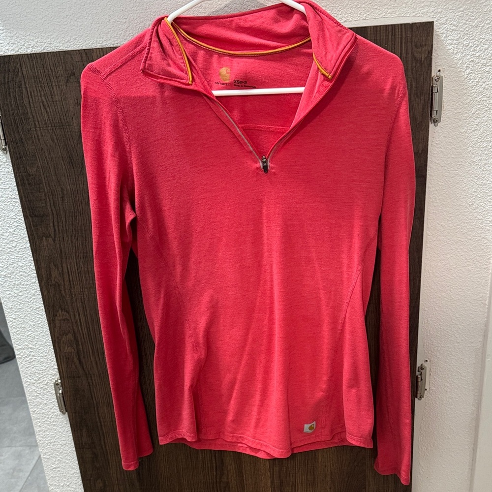 Carhartt Women's Bright Red Quarter-Zip Sweatshirt